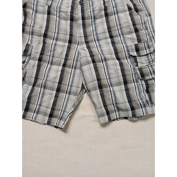 Lee Dungarees Cargo Short Men’s 40 Plaid Brown Blue Black Hiking Outdoor Shorts - Picture 5 of 13